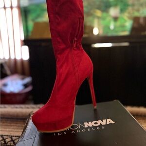 Fashion Nova Women's Red High Heel Boots